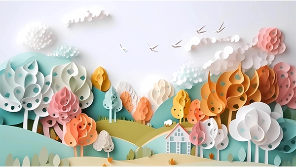 Landscape fantasy whimsical island forest mountains