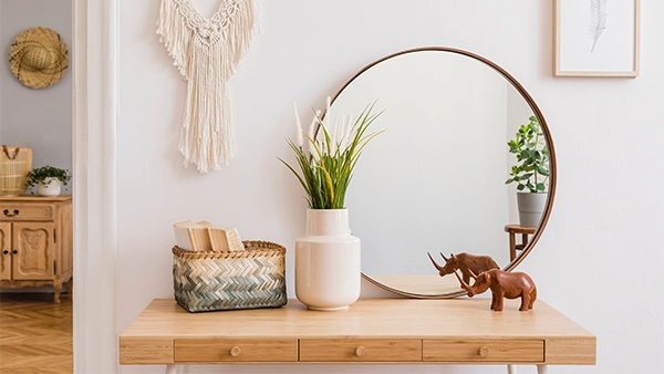 Boho interiors mirror dressing