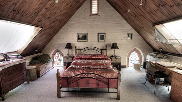 Stylish king-size bedroom church converted