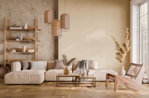 Best budget interior designers Bangalore neutral cozy living room decor