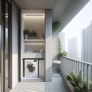 Small dry balcony ideas with modern washing area design India