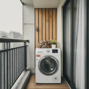 Washing area in balcony India with small dry balcony ideas