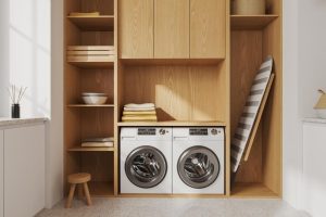 Laundry room makeover ideas for small spaces with storage decor setup