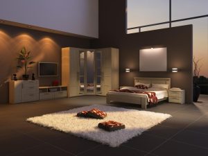 Modern corner wardrobe design with cupboard for stylish bedroom interiors 