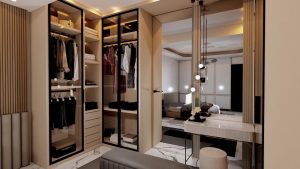 Stylish corner wardrobe and cupboard design for small modern bedroom 
