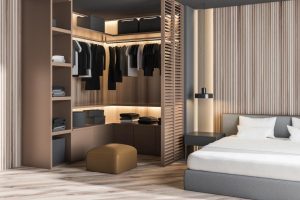 Luxury corner L shaped wardrobe design for small modern bedroom 