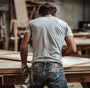 Local carpenter crafting furniture, contrasting interior designer’s design approach