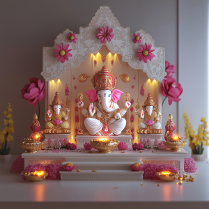 Mandir direction as per vastu in home with festive decor 