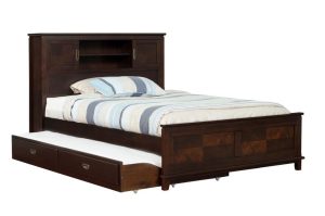 Single wooden pull out bed with sliding compact bed design