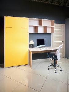Single compact pull out sliding bed design for small rooms