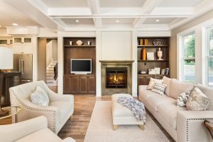 POP ceiling design for hall with coffered modern ceiling style
