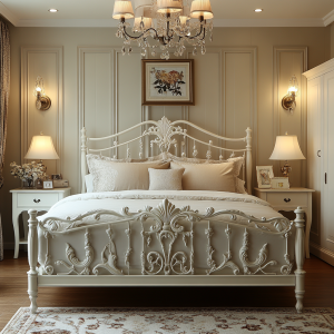 Classic double bed headboard design with cushion backrest for bedroom 