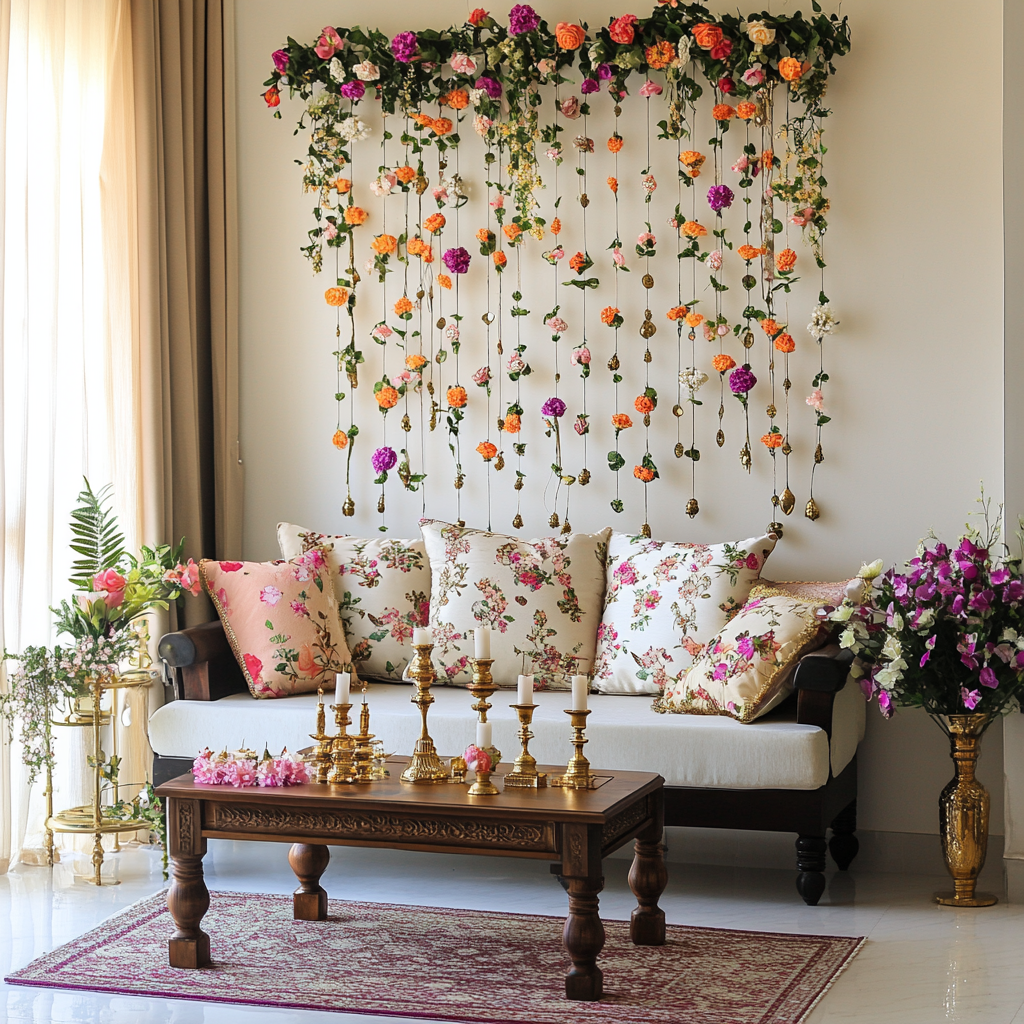 Ugadi decoration ideas at home with flowers and pooja setup