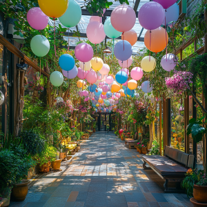 Colorful Holi party decoration ideas with balloons and floral decor