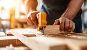 Local carpenter carving wood, a task not for interior designers 
