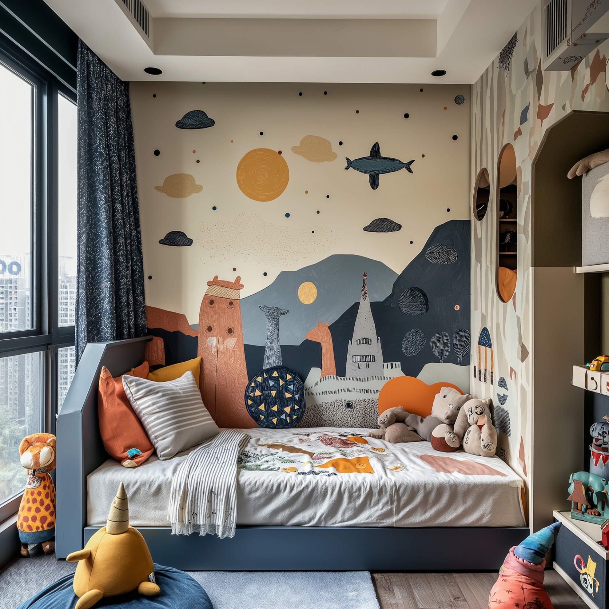 Creative kids room design ideas with playful wall decor and fun themes