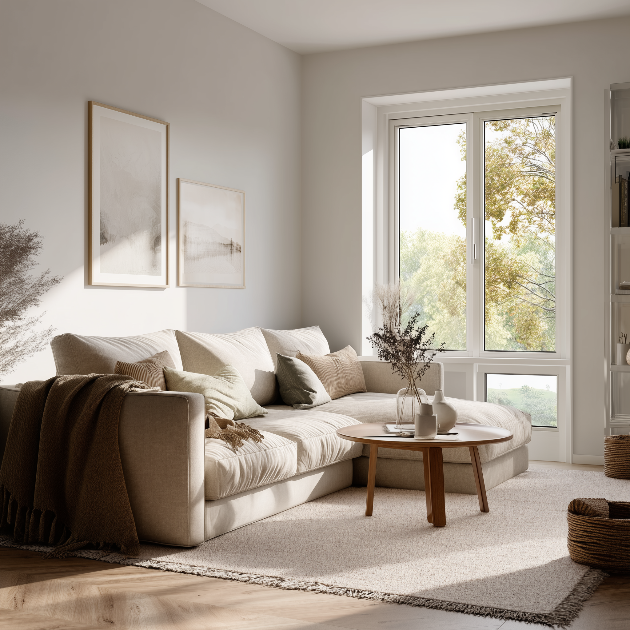 Monochromatic bedroom design with ivory textiles and soft light 