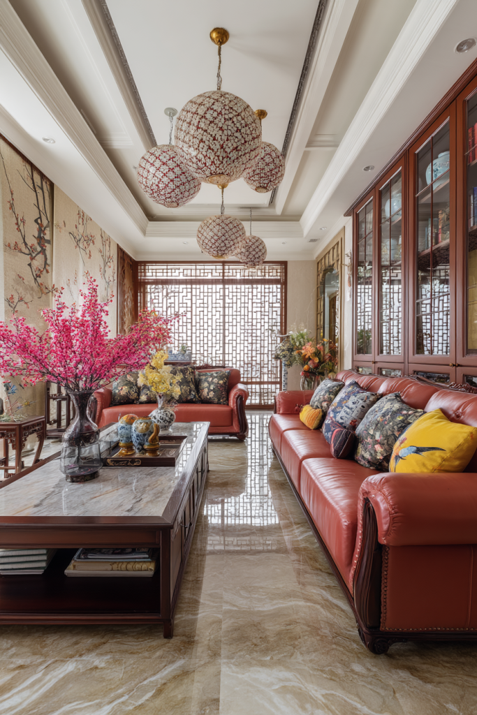Statement ceiling design and bold lighting enrich luxury interiors 