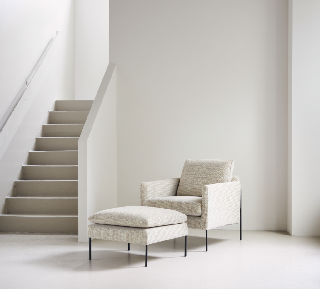 Minimal modular sofa design with ottoman for small cozy spaces 