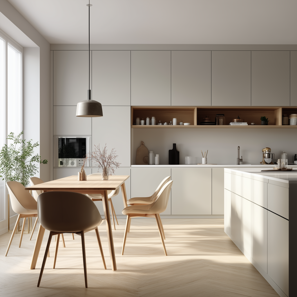  Modern kitchen cabinet design with gray and white finish