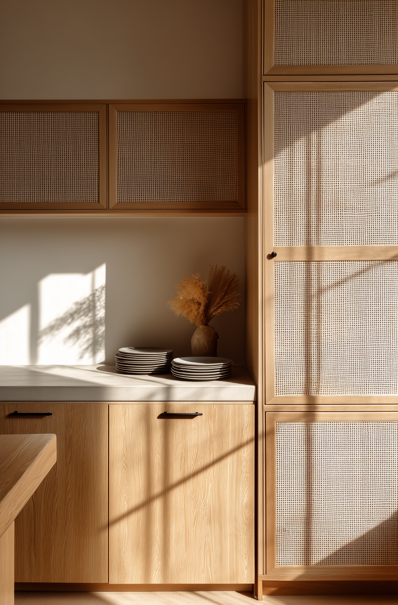 Natural wood kitchen cabinet design for small kitchen
