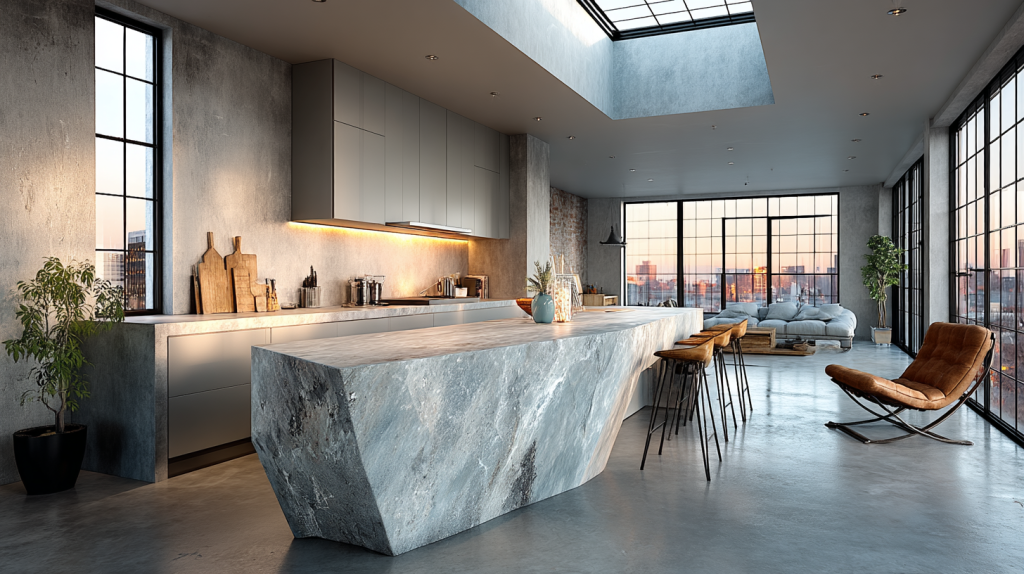 Luxury Kitchen Design spacious industrial style kitchen with skylight 