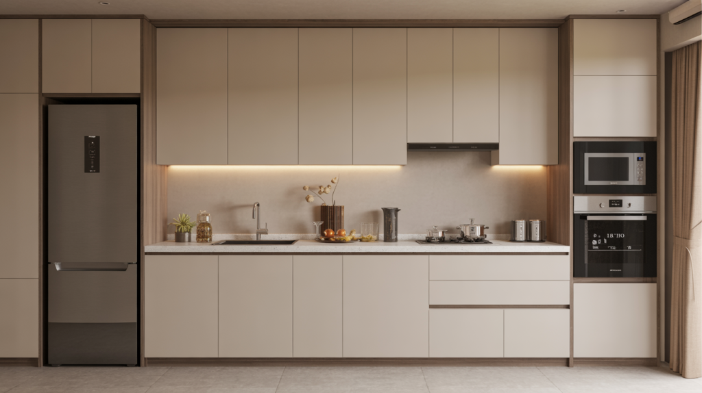 Latest kitchen unit designs using single wall kitchen configuration