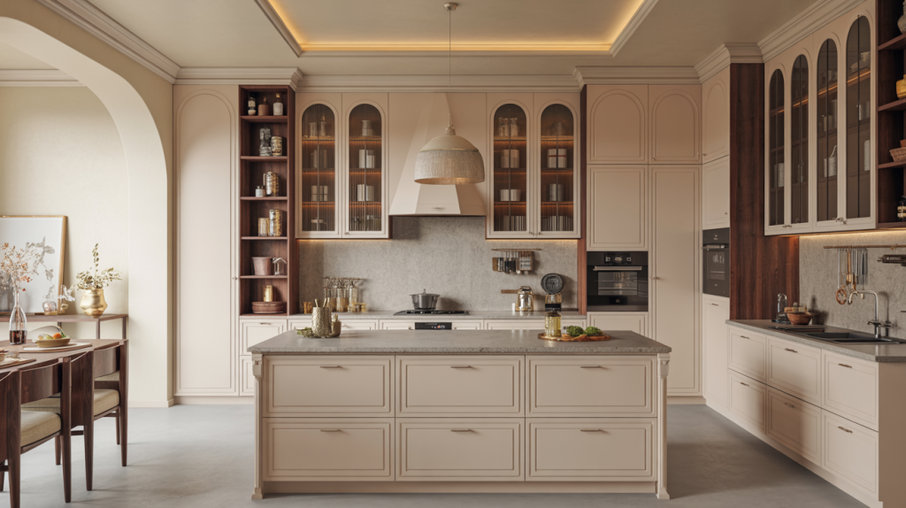 Latest kitchen unit designs featuring built in crockery cabinets