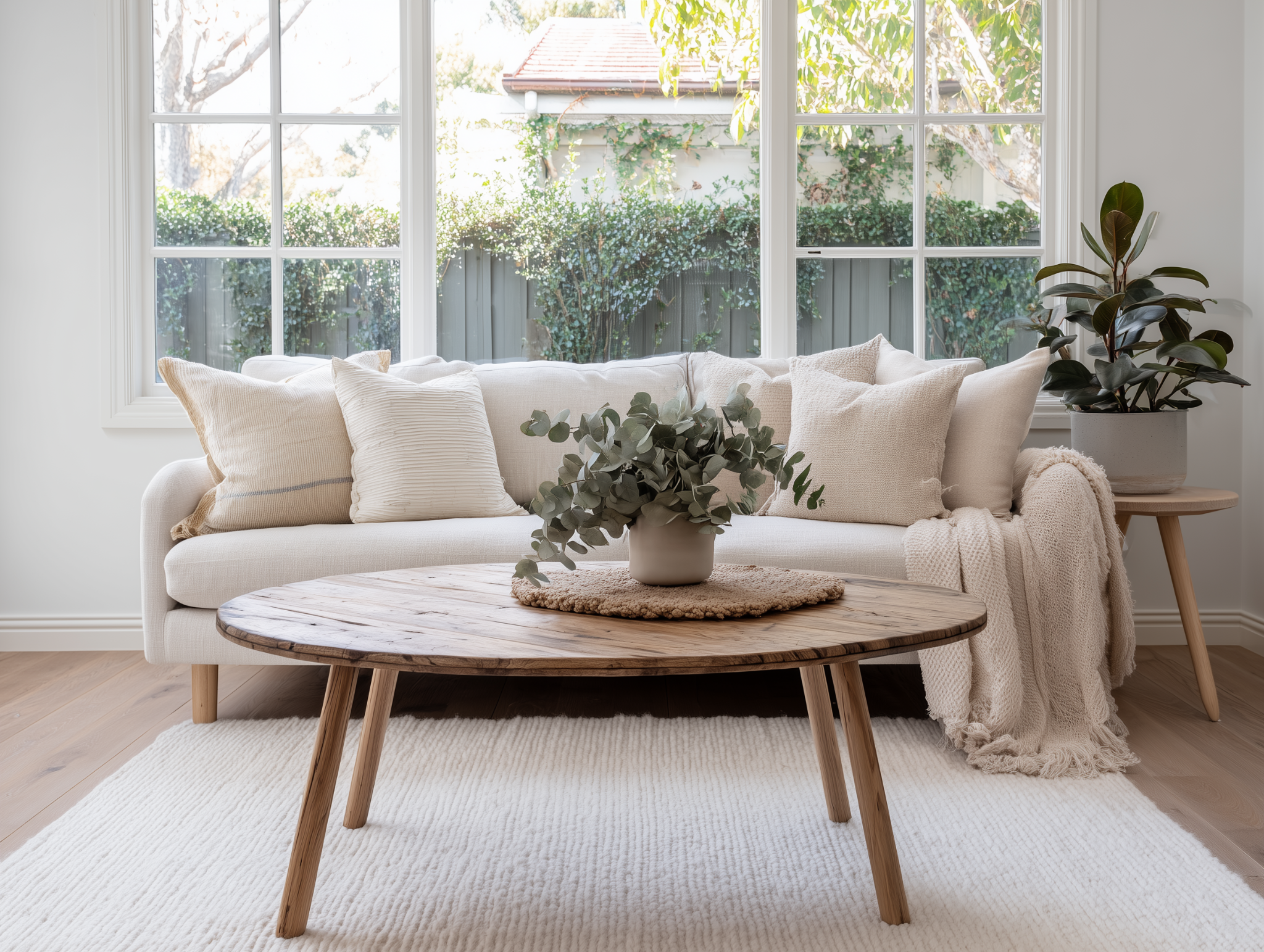 Elegant coffee table decor with books in modern living room