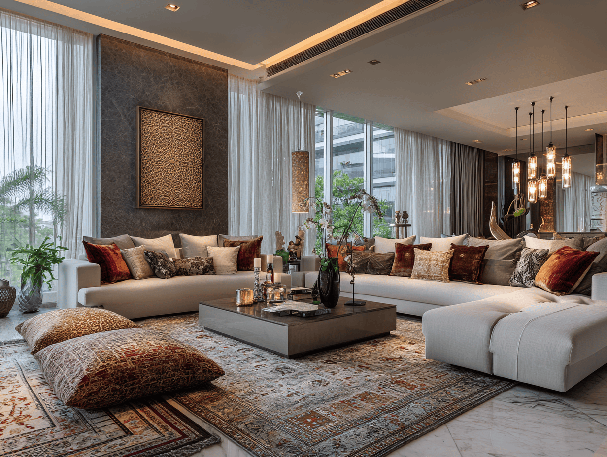 Modern interior design ideas for living room with soft lighting