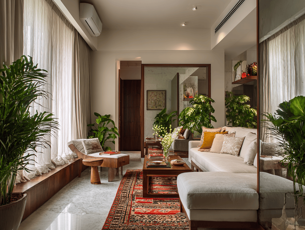 Minimalist interior design ideas for living room with greenery