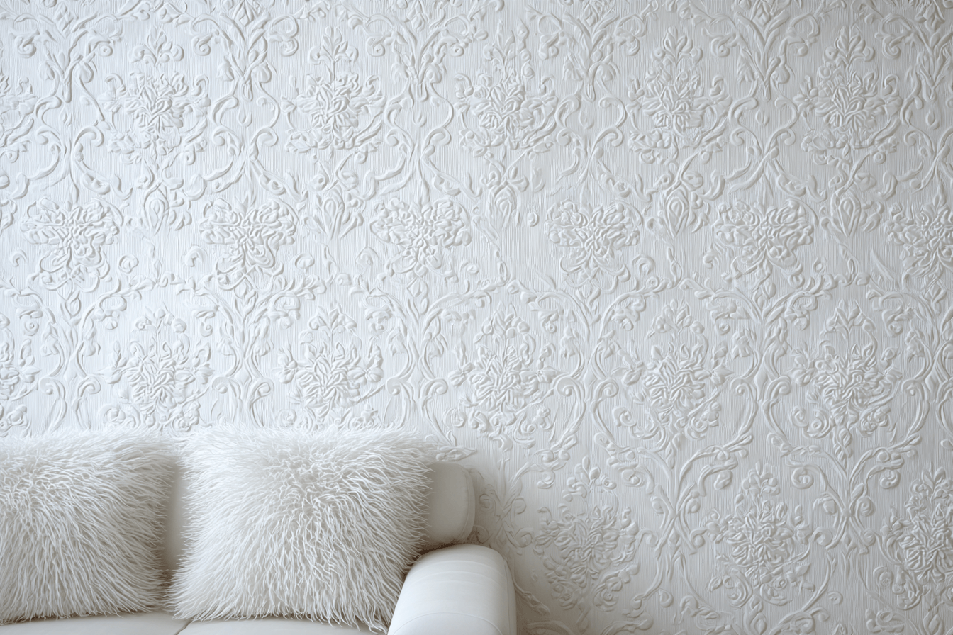 Elegant wallpaper design for bedroom with floral 3D texture