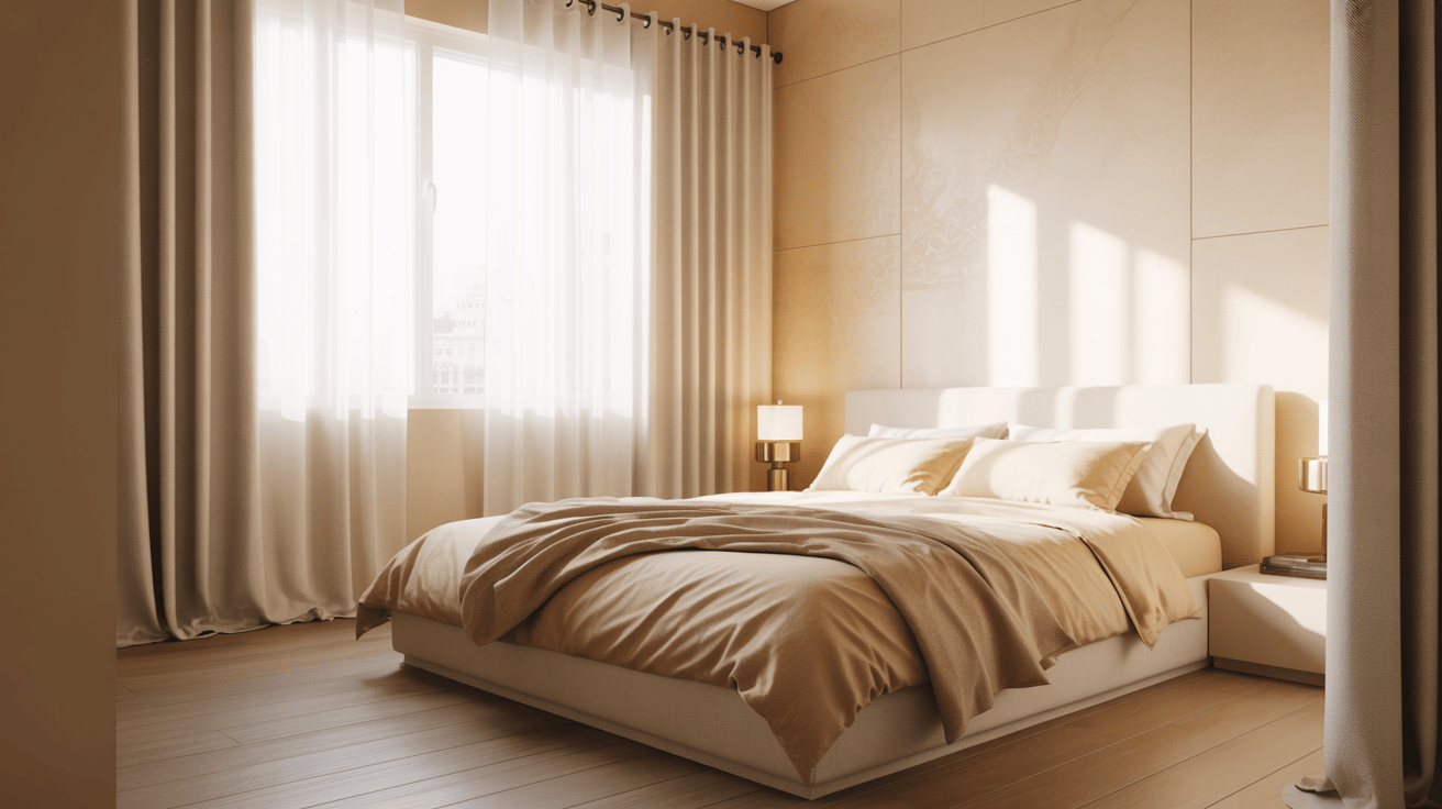 Minimalist small bedroom interior design with soft natural lighting