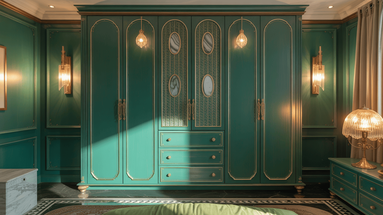 Vintage wardrobe drawer handle design with antique brass finish