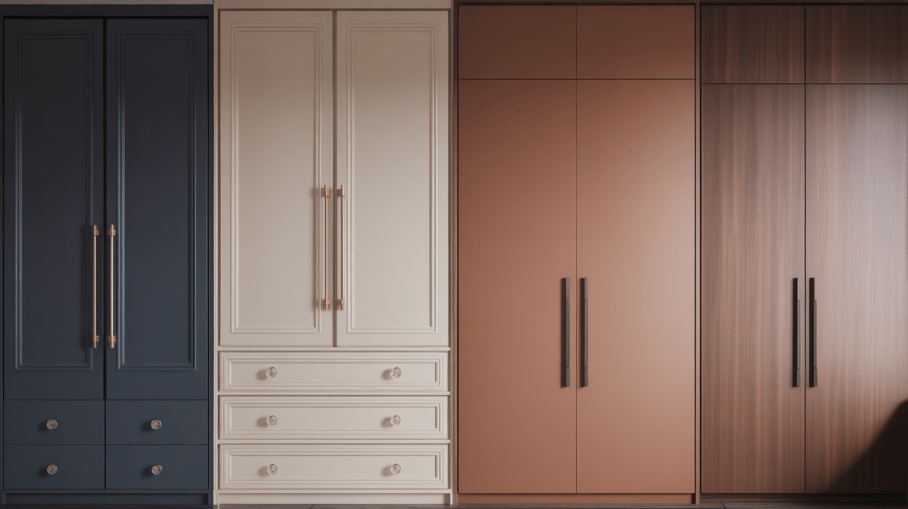Mixed-style wardrobe drawer handle design in modern matte finish