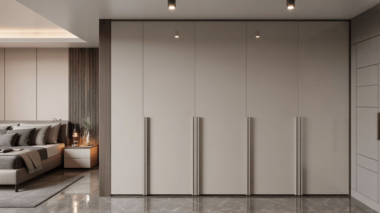 Sleek modern wardrobe handle design with seamless vertical alignment