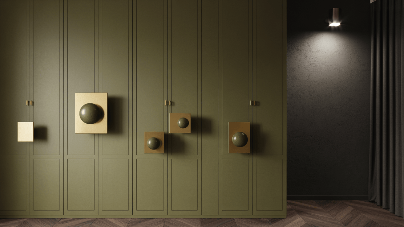 Artistic wardrobe handle design with bold geometric modern touches