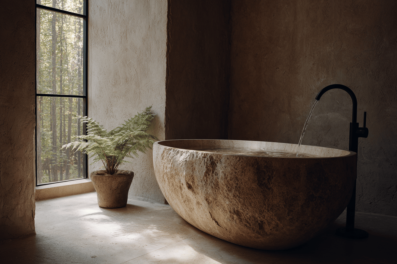  Rustic bathtub design ideas with stone tub and serene natural light