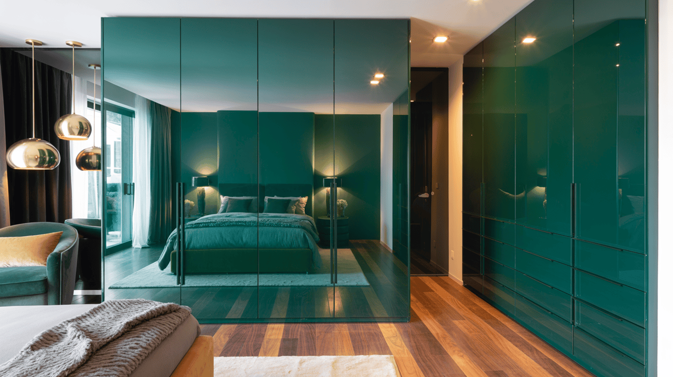Stylish high gloss laminate wardrobe designs for modern luxury bedrooms
