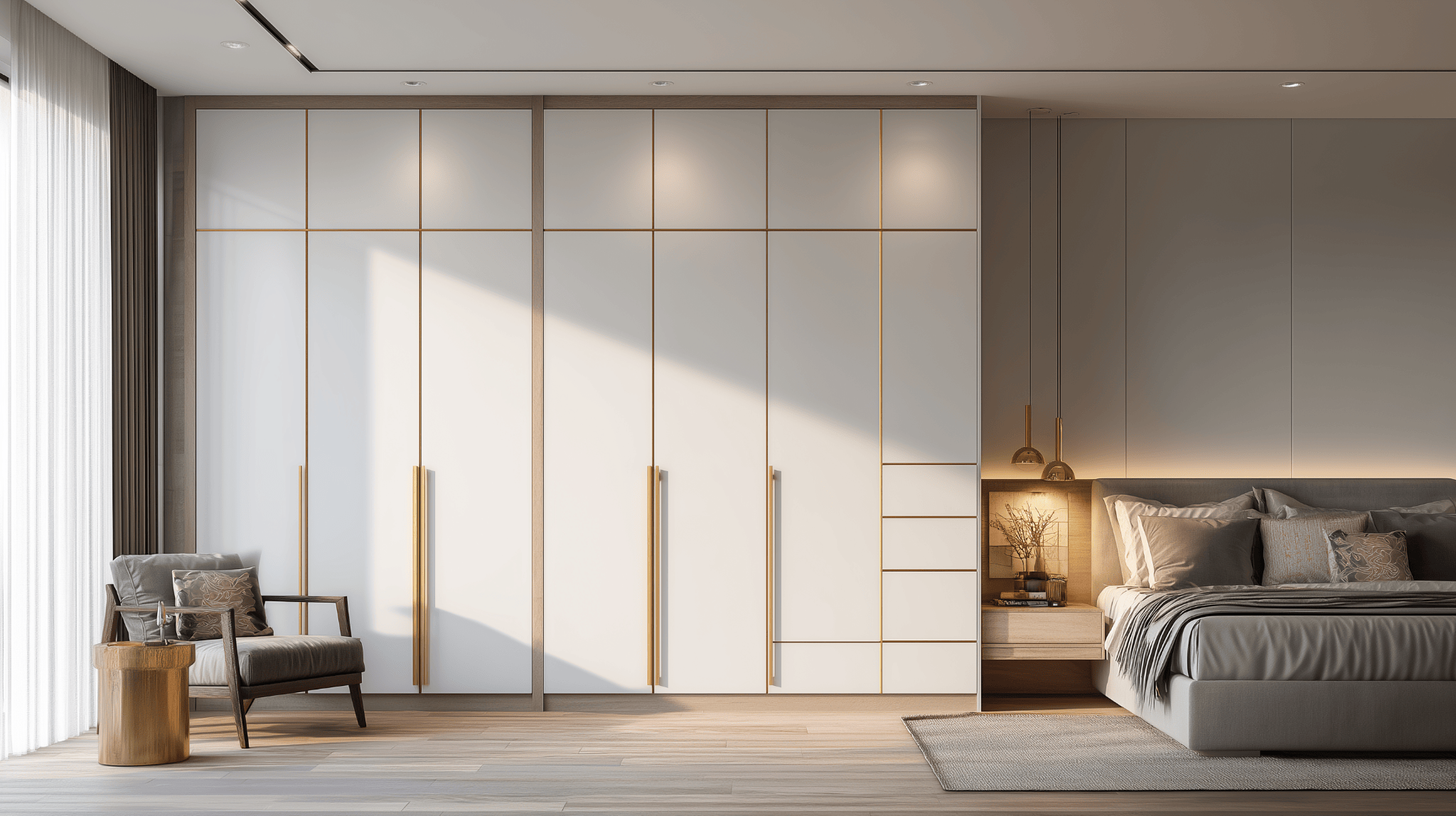 Elegant modern wardrobe laminate design enhancing cozy bedroom interiors