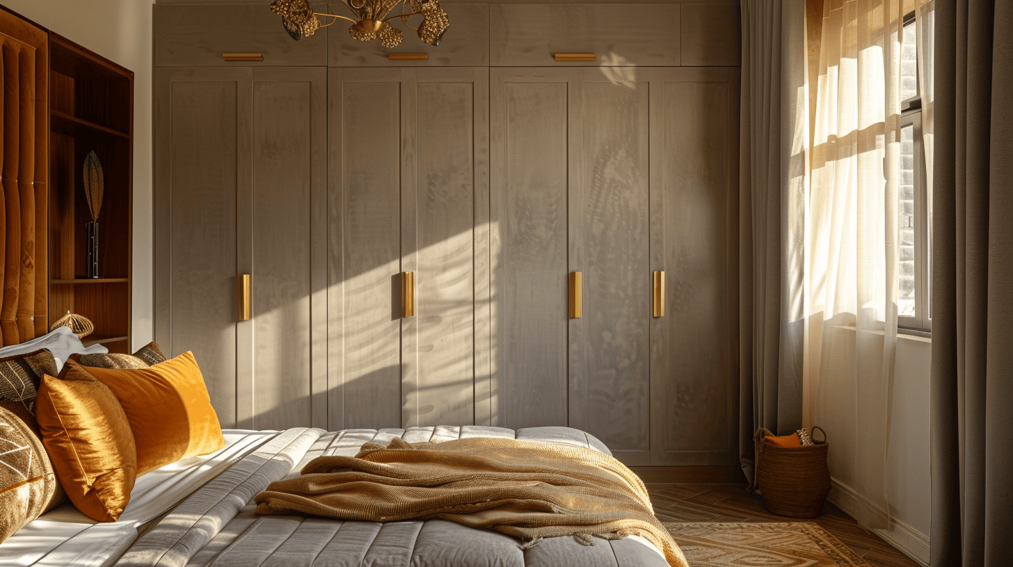 Stylish cupboard design for small bedroom with floor-to-ceiling modern storage