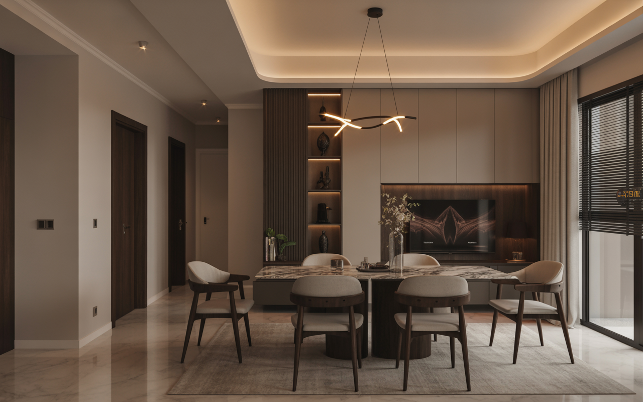 Elegant contemporary interior design trends in Hyderabad modern dining space