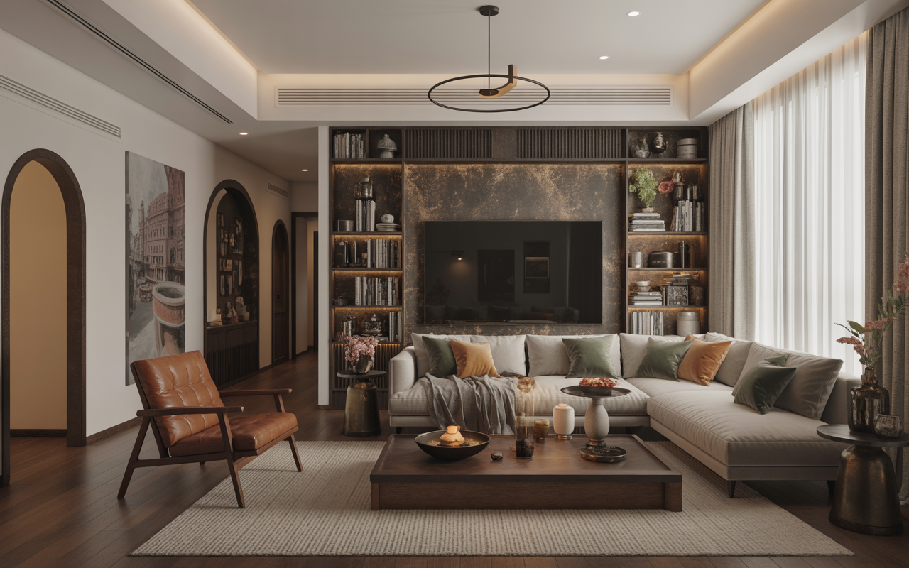 Contemporary Hyderabad interior design trends with cozy modern living room