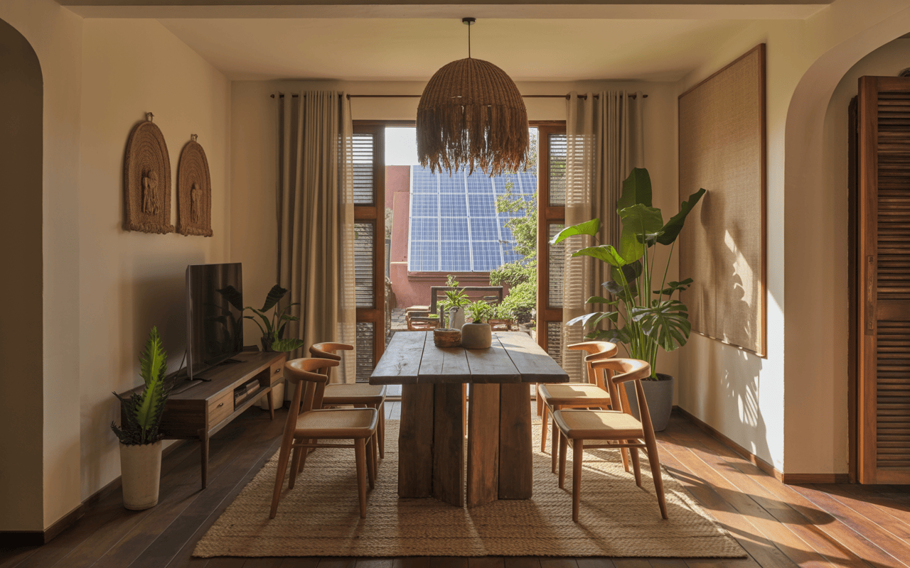 Rustic eco-friendly interior design trends in Mumbai for earthy dining vibes