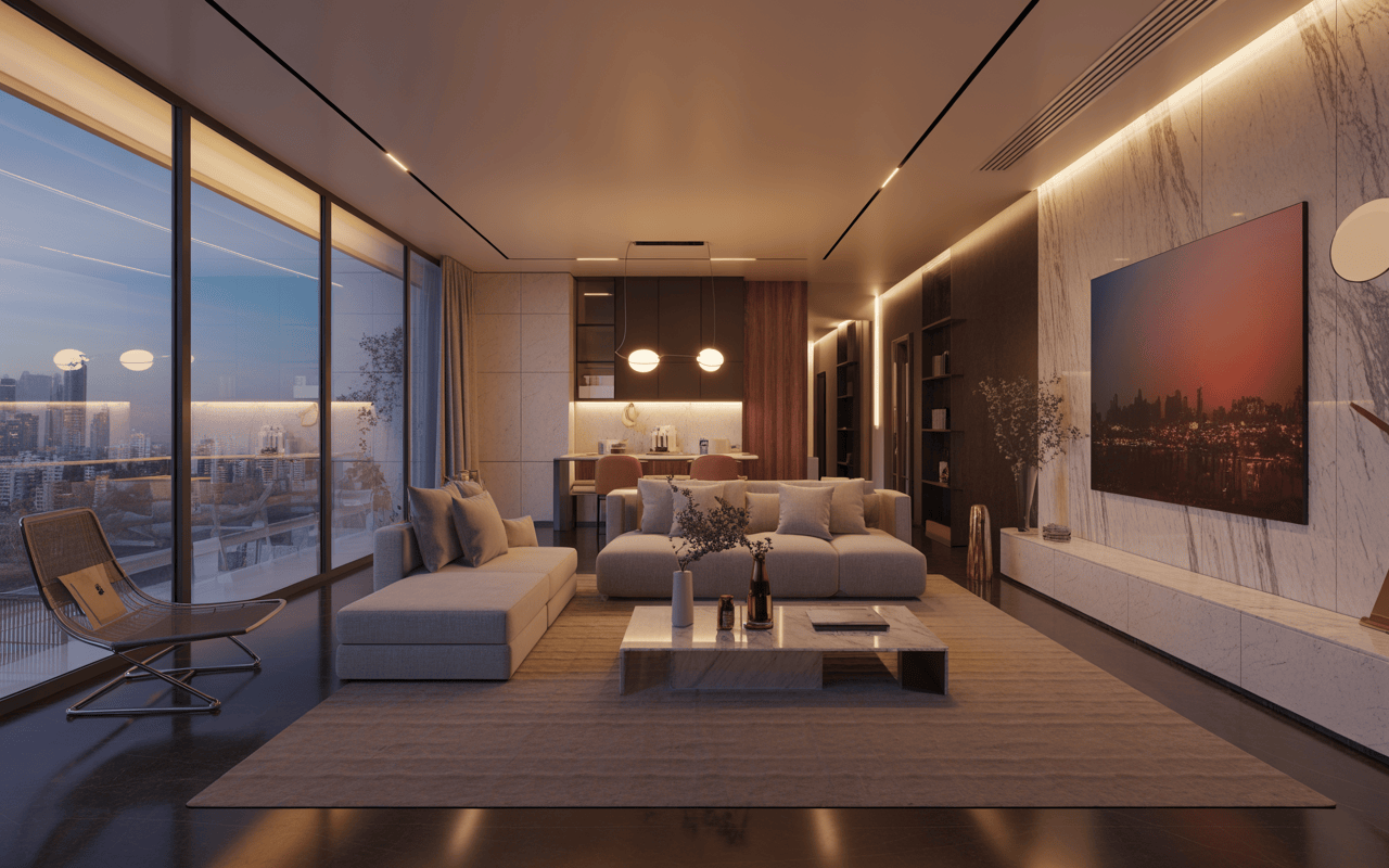Elegant modern interior design trends in Mumbai with panoramic city views