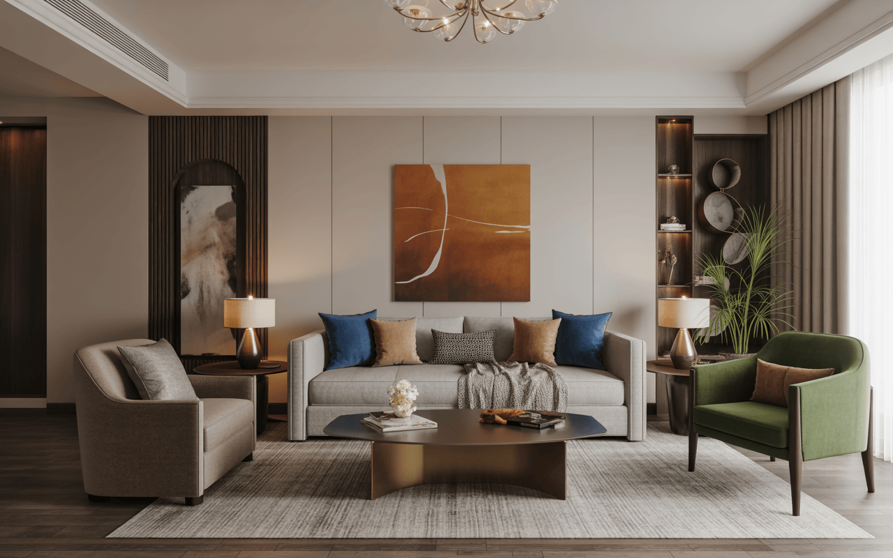 Elegant modern interior design trends in Mumbai with cozy neutral tones