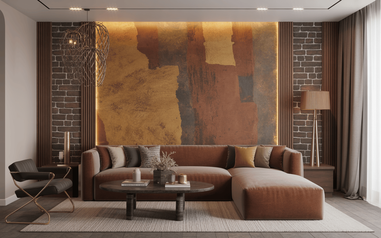 Warm modern interior design trends in Navi Mumbai with earthy textures and lighting