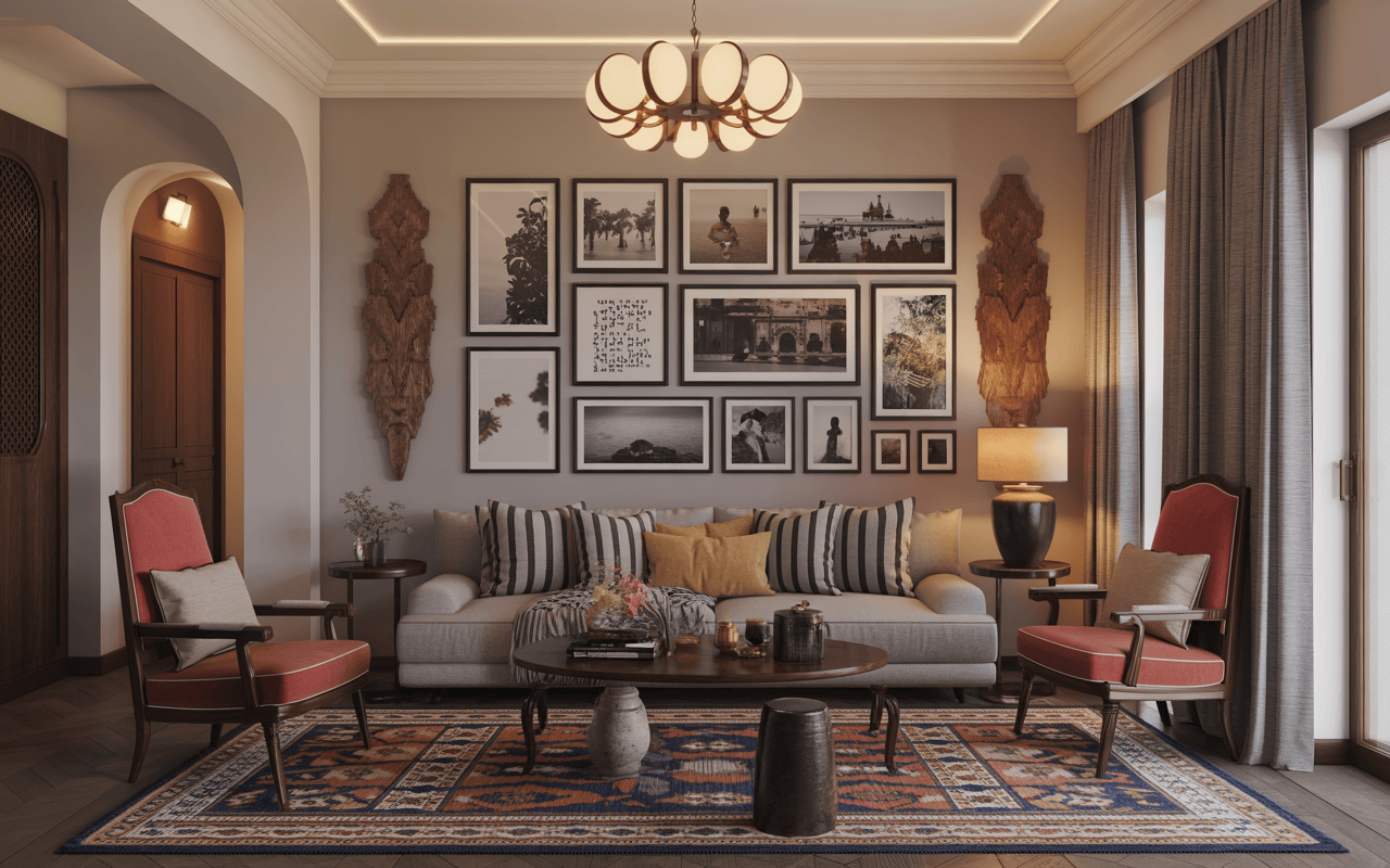 Eclectic 2025 interior design trends in Navi Mumbai with art-filled traditional decor