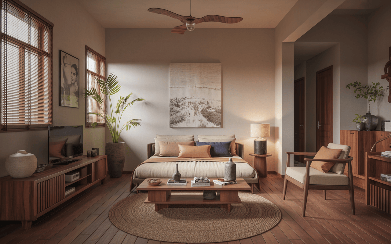 Cozy trending home interior designs in Pune with modern bedroom décor style