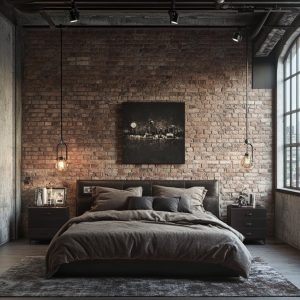 Industrial style bedroom design ideas India with simple decorating touches